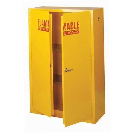 Sandusky Lee Flammable Safety Storage Cabinet, 45 gal, 2 Shelves, Steel, 43 in W x 65 in H x 18 in D, Yellow SC450F-P