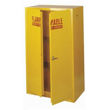 Sandusky Lee Flammable Safety Storage Cabinet, 60 gal, 2 Shelves, Steel, 34 in W x 65 in H x 34 in D, Yellow SC600F-P