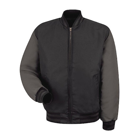 Red Kap Men's Jacket, 65% Polyester/35% Cotton, Brass Zipper, Black/Charcoal, 2XL JT40BC RG XXL