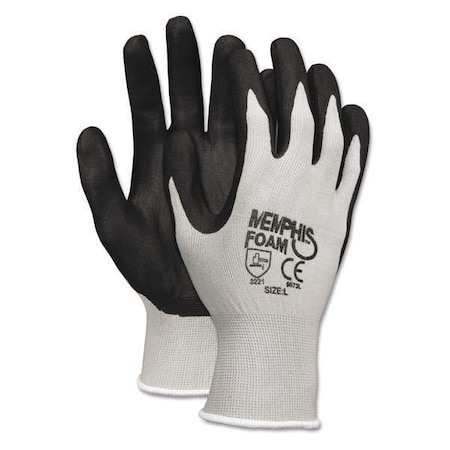 Mcr Safety Coated Gloves, Foam Nitrile, Palm, Not Rated Abrasion Level, Black/Gray, XL 12 PK 9673XL