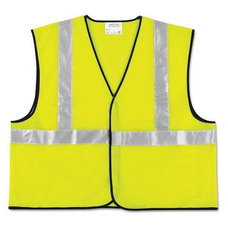 Mcr Safety Vest, Safety, 2" Stripe, Fluorescent Lime VCL2SLL