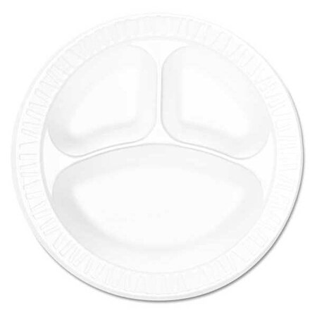 Dart Foam Plate, 3Comprtmnt, 10-1/4", Whte, PK500 DCC 10CPWCR