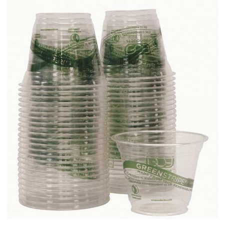 Eco-Products Green Stripe Cold Cup 9 oz, Clear, Pk50 EP-CC9S-GSPK