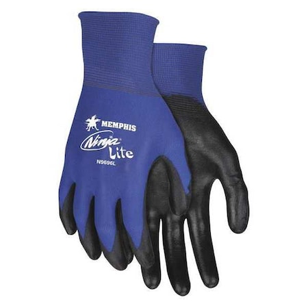 Mcr Safety Disposable Gloves, Polyurethane, Smooth Finish, Black/Blue, S 12 PK N9696S