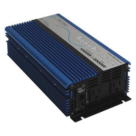 Aims Power Power Inverter, Pure Sine, 2,000 W Peak, 1,000 W Continuous, 2 Outlets PWRI100012120S