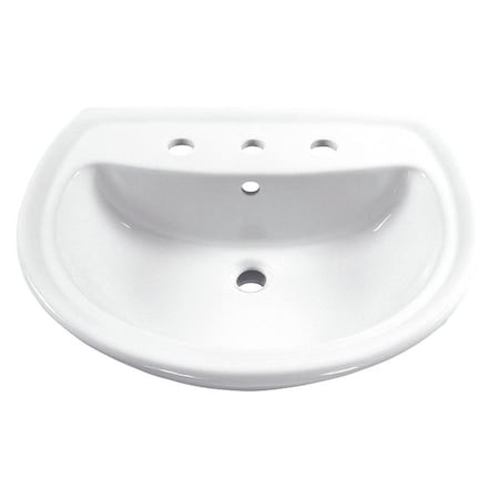American Standard Pedestal Sink Basin, 8" Center Hole, White 0236008.020