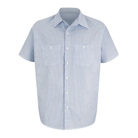 Red Kap Short Sleeve Industrial Stripe Work Shirt, 65% Polyester/35% Cotton, Blue/White Stripe, S SL20WB SS S