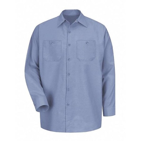 Red Kap Men's Long Sleeve Poplin Work Shirt, Cotton/Polyester, Button Fronts, 2 Pocket(s), Light Blue, 4XL SP14LB LN 4XL