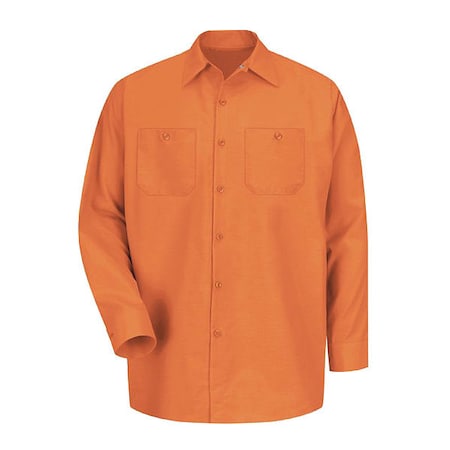 Red Kap Men's Long Sleeve Poplin Work Shirt, Cotton/Polyester, Button Fronts, 2 Pocket(s), Orange, 2XL SP14OR RG XXL
