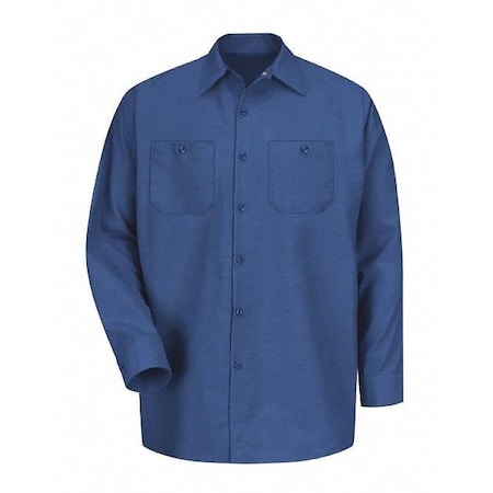 Red Kap Men's Long Sleeve Poplin Work Shirt, Cotton/Polyester, Button Fronts, 2 Pocket(s), Royal Blue, M SP14RB RG M