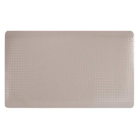 Apache Mills Antifatigue Mat, 10 ft. L x 3 ft. W, 9/16" Thickness, Diamond, Solid Gray 3906507003X10