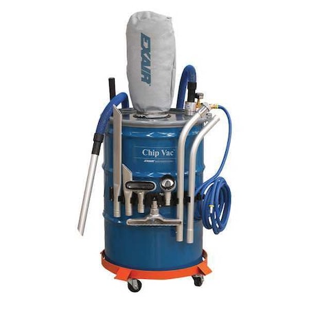Exair Premium Chip Vacuum System, 100 gal., Hose Dia. 1-1/2", 40 scfm 6393-110