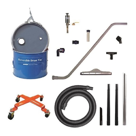 Exair Deluxe Mini Rev. Drum Vacuum System, 5 gal., Hose Dia. 1-1/2", 19 scfm 6296-5