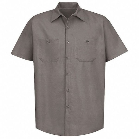 Red Kap Men's Short Sleeve Poplin Work Shirt, Cotton/Polyester, Button Fronts, 2 Pocket(s), Gray, 2XL SP24GY SS XXL