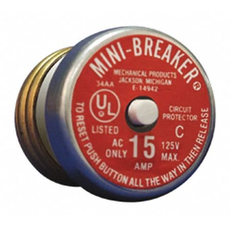 Edison Miniature Circuit Breaker, 15A, 125V AC VPKMB15