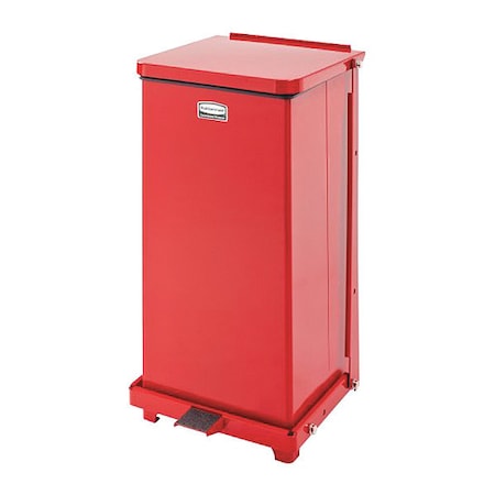 Rubbermaid Commercial 12 gal. Square Trash Can, Red, Steel FGST12ERBRD