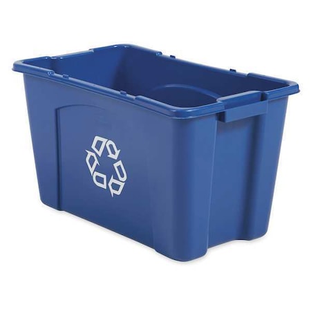 Rubbermaid Commercial 18 gal Rectangular Recycling Bin, Open Top, Nickel/Nickel, 1 Openings FG571873BLUE