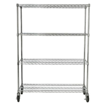 Rubbermaid Commercial Mobile Rack, Shelf Ingredient Bins, Chrome FG9G8000CHRM