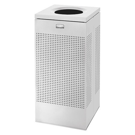 Rubbermaid Commercial 24 gal. Square Trash Can, Silver, Steel FGSC14ERBSM