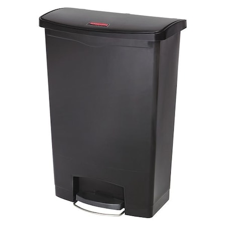 Rubbermaid Commercial Slim Jim Step-On 24 gal Rectangular Slim-Profile Plastic Can, Black, Foot Pedal, Plastic, 23 3/8 in 1883615