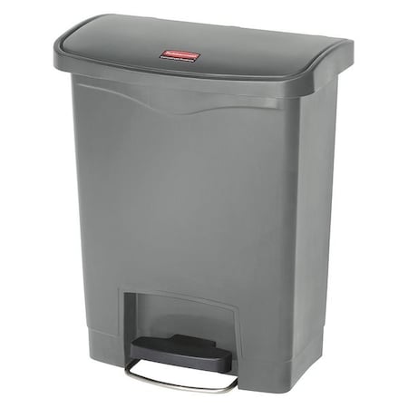 Rubbermaid Commercial Slim Jim Step-On 8 gal Rectangular Slim-Profile Plastic Can, Gray, Foot Pedal, Plastic, 11 3/8 in 1883600