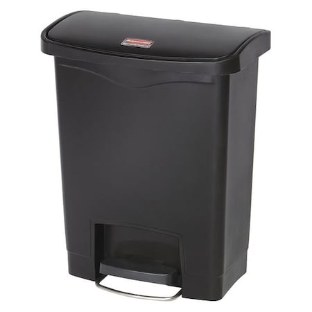 Rubbermaid Commercial Slim Jim Step-On 8 gal Rectangular Slim-Profile Plastic Can, Black, Foot Pedal, Plastic, 11 3/8 in 1883609