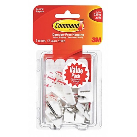 Command Wire Hook, Small, White, PK9 17067-VP