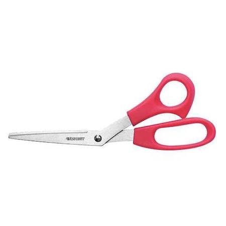 Westcott Value Line Stainless Steel Shears, 8" Long, 3.5" Cut Length, Crane-Style Red Handle 10703
