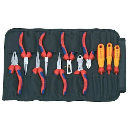 Knipex 11 Piece Tool Roll Two-Color Dual Component Handle 00 19 41