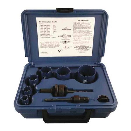 Blu-Mol Electrician Hole Saw Kit Metric, 9 pcs. 9593M