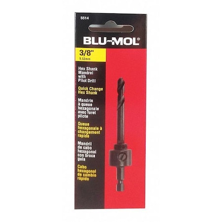 Blu-Mol Hole Saw Mandrel, Shank 3/8", 9/16" 5514