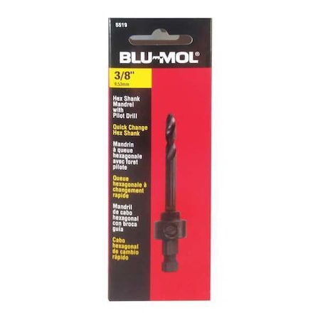 Blu-Mol Hole Saw Mandrel, Shank 3/8", 1-1/4" to 4" 5519