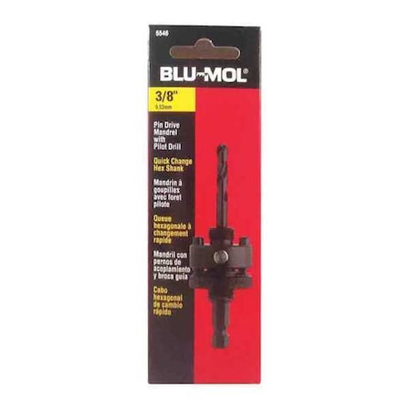 Blu-Mol Hole Saw Mandrel, Shank 3/8", 1-1/4" to 6" 5546