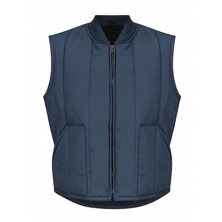 Red Kap Mens Navy Quilted Vest Patch Pocket, Cotton/Polyester, Zipper, Navy, 2XL VT22NV LN XXL