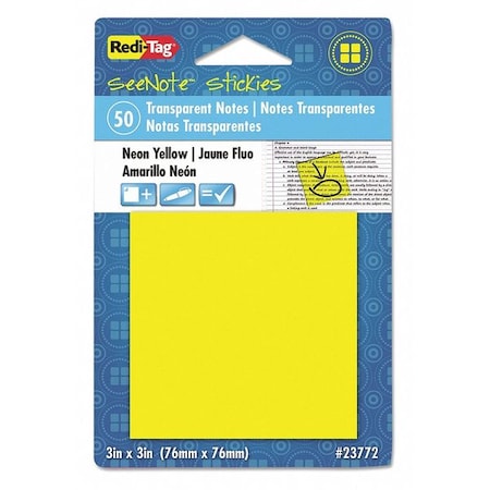 Redi-Tag Self-Stick Pads, Film, Neon Yellow 23773