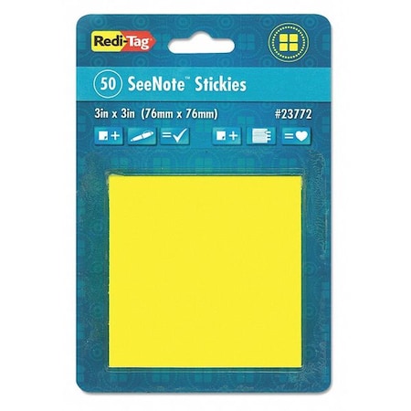 Redi-Tag Self-Stick Pads, Neon Yellow 23772