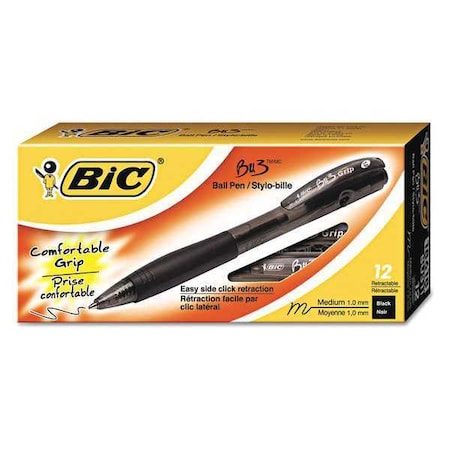Bic Ballpoint Pen, RT, Medium, Black, PK12 BU311BK