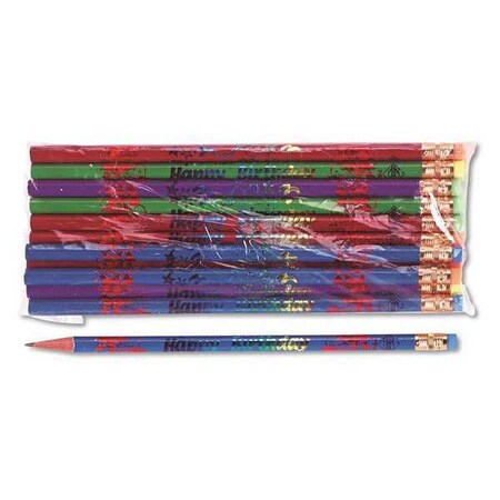 Moon Products Pencil, HB #2, Happy Birthday, Asst, PK12 7904B