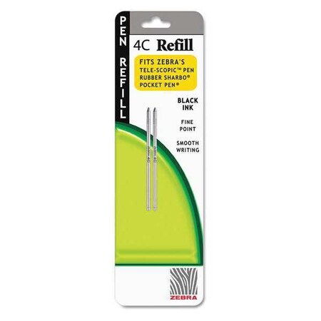 Zebra Pen Refill for 4C Pen, Fine, Black, PK2 85612