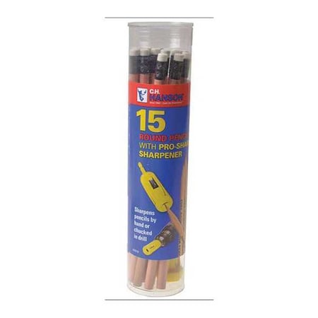C.H. Hanson Carpenter'sPencil, Circle, 2inL, Black, PK15 2010