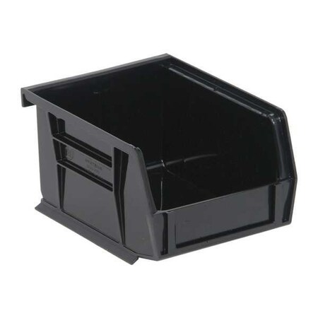 Quantum Storage Systems Hang & Stack Storage Bin, Copolymer Polypropylene, 4 1/8 in W, 3 in H, 5 in L, Black QUS200CO