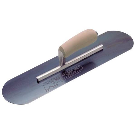 Kraft Tool Pool Trowel, Round, 4 x 14 in, Blue Steel CF277B