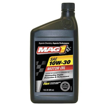 Mag 1 Engine Oil Conventional, Not Biodegradable, 10W-30, FMX, 1 qt, Bottle MAG61648