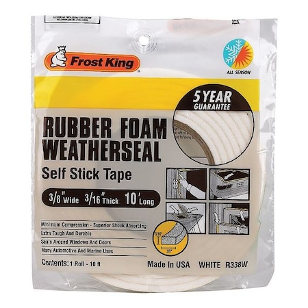 Frost King Sponge Rubber Foam Tape, 3/8In.x10 ft. R338WH