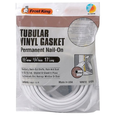 Frost King Weatherstrip, 17 ft, White, Hardware: Included V18WH