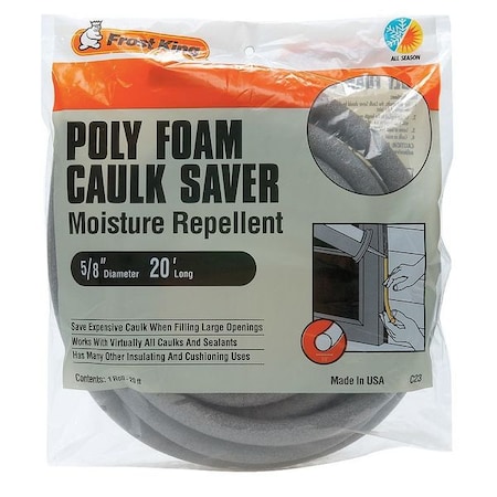 Frost King Weatherstrip, 20 ft, Gray, Insert Size: 5/8" Dia. C23H
