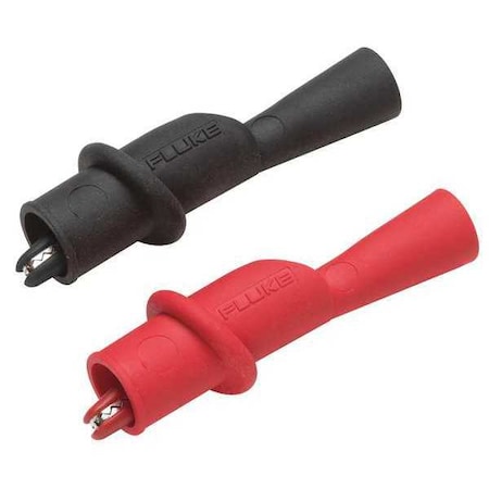 Fluke Threaded Alligator Clip, CAT III 1000V, CAT IV 600V, Insulated Jaws and Rubber Boot, Black, Red AC175