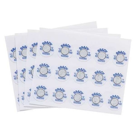 Brady 0.25 dia. Temperature-Indicating Labels, Pk60 TIL-1-60C/140F-DIA