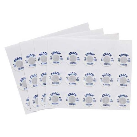 Brady 0.25 dia. Temperature-Indicating Labels, Pk60 TIL-1-71C/160F-DIA