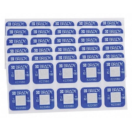 Brady 0.787" x 0.787" Temperature-Indicating Labels, Pk60 TIL-1-82C/180F